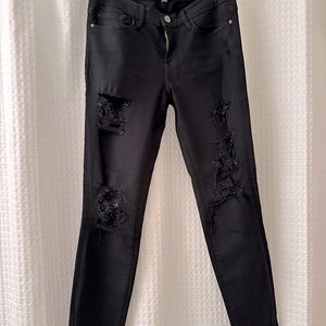 Frame ripped black straight jeans, size 27.